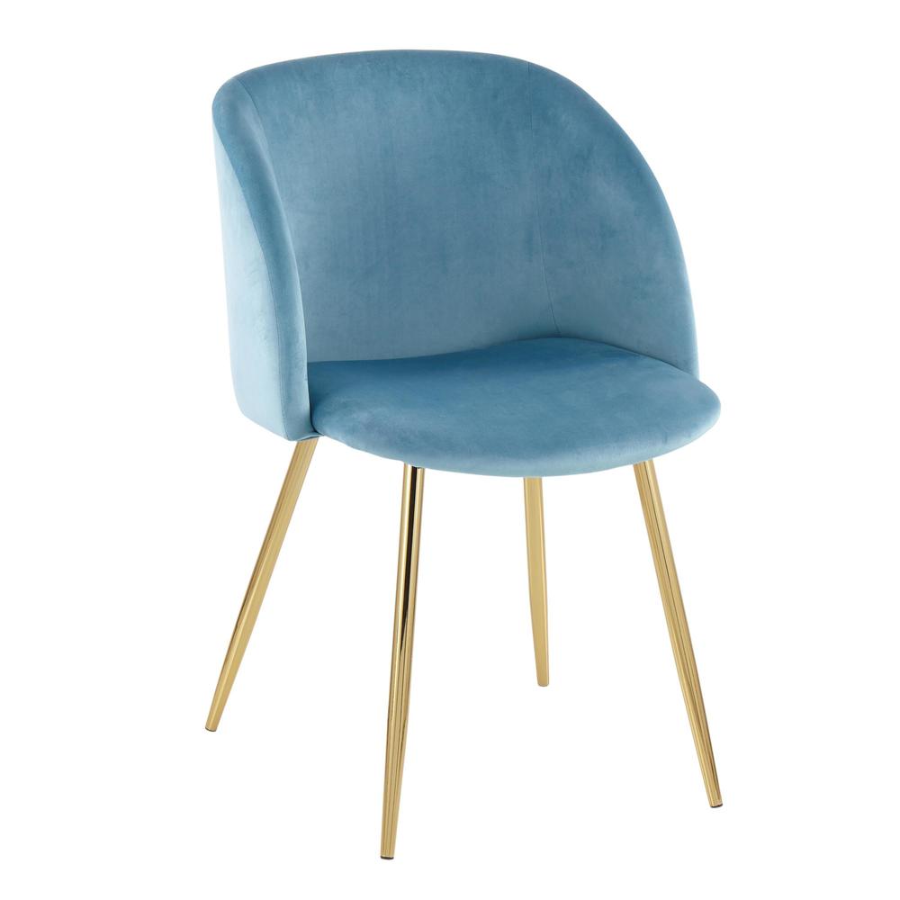 Gold Steel, Light Blue Velvet Fran Chair - Set of 2. Picture 2