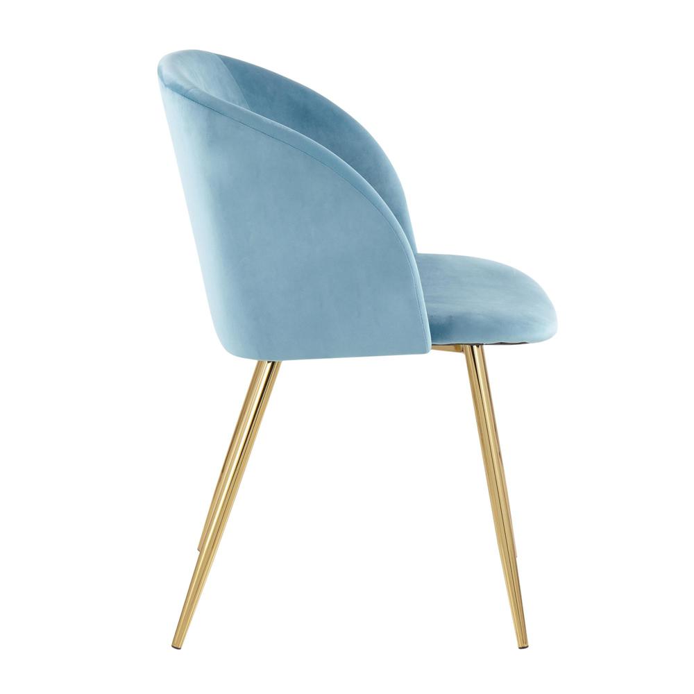 Gold Steel, Light Blue Velvet Fran Chair - Set of 2. Picture 3