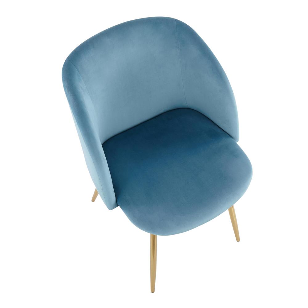 Gold Steel, Light Blue Velvet Fran Chair - Set of 2. Picture 7