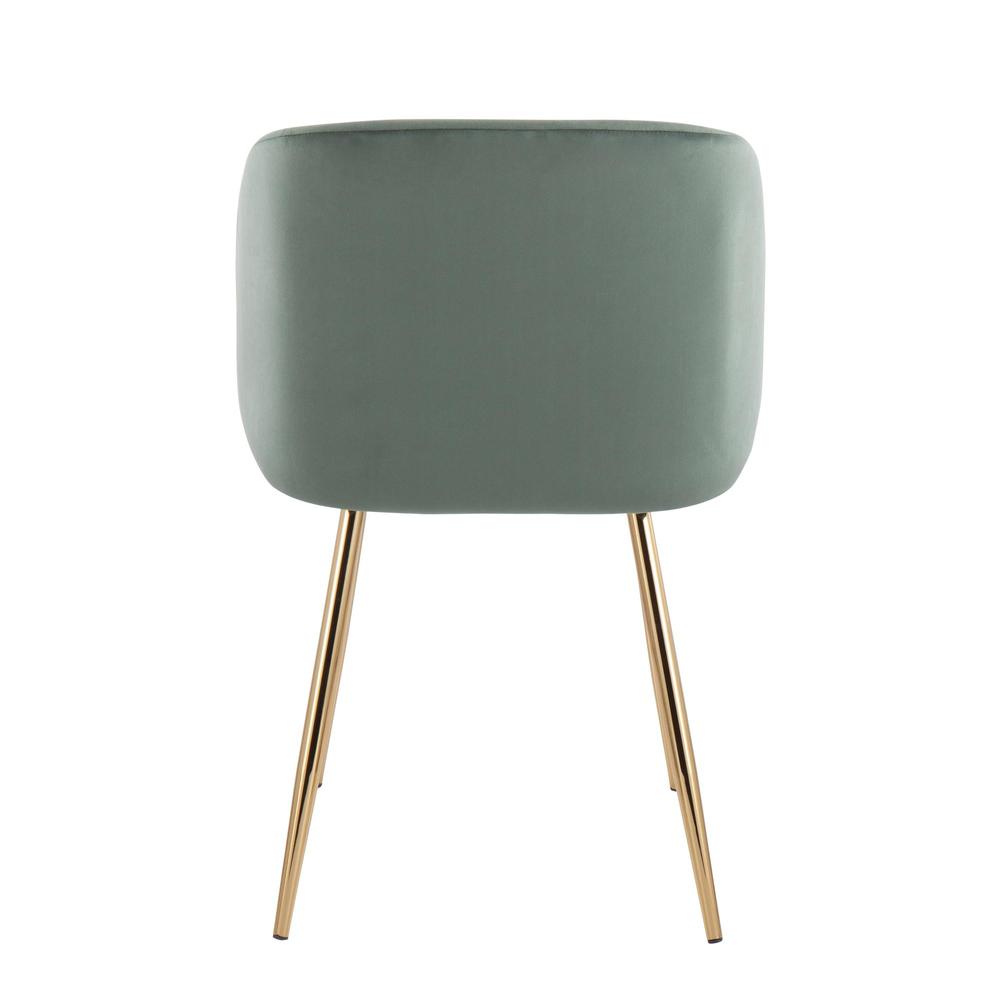 Gold Metal, Sage Green Velvet Fran Chair - Set of 2. Picture 5