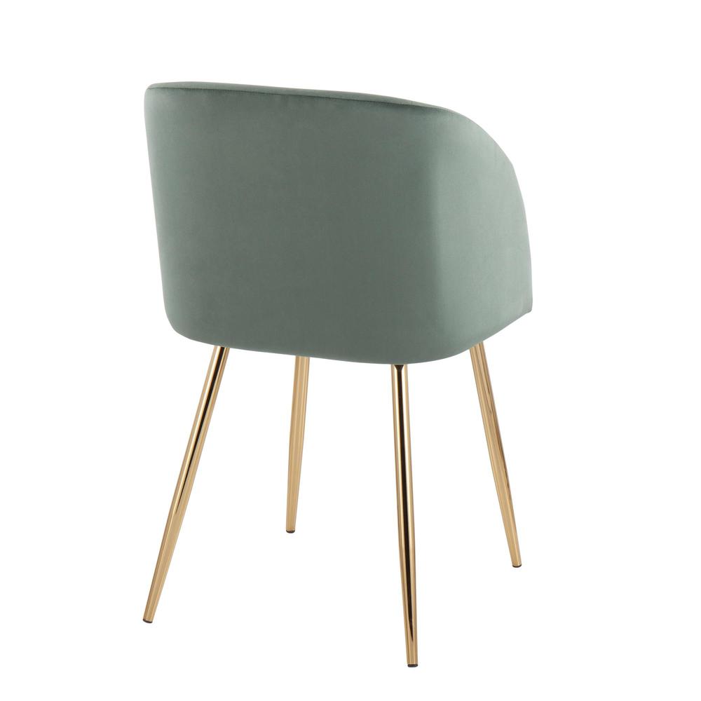 Gold Metal, Sage Green Velvet Fran Chair - Set of 2. Picture 4