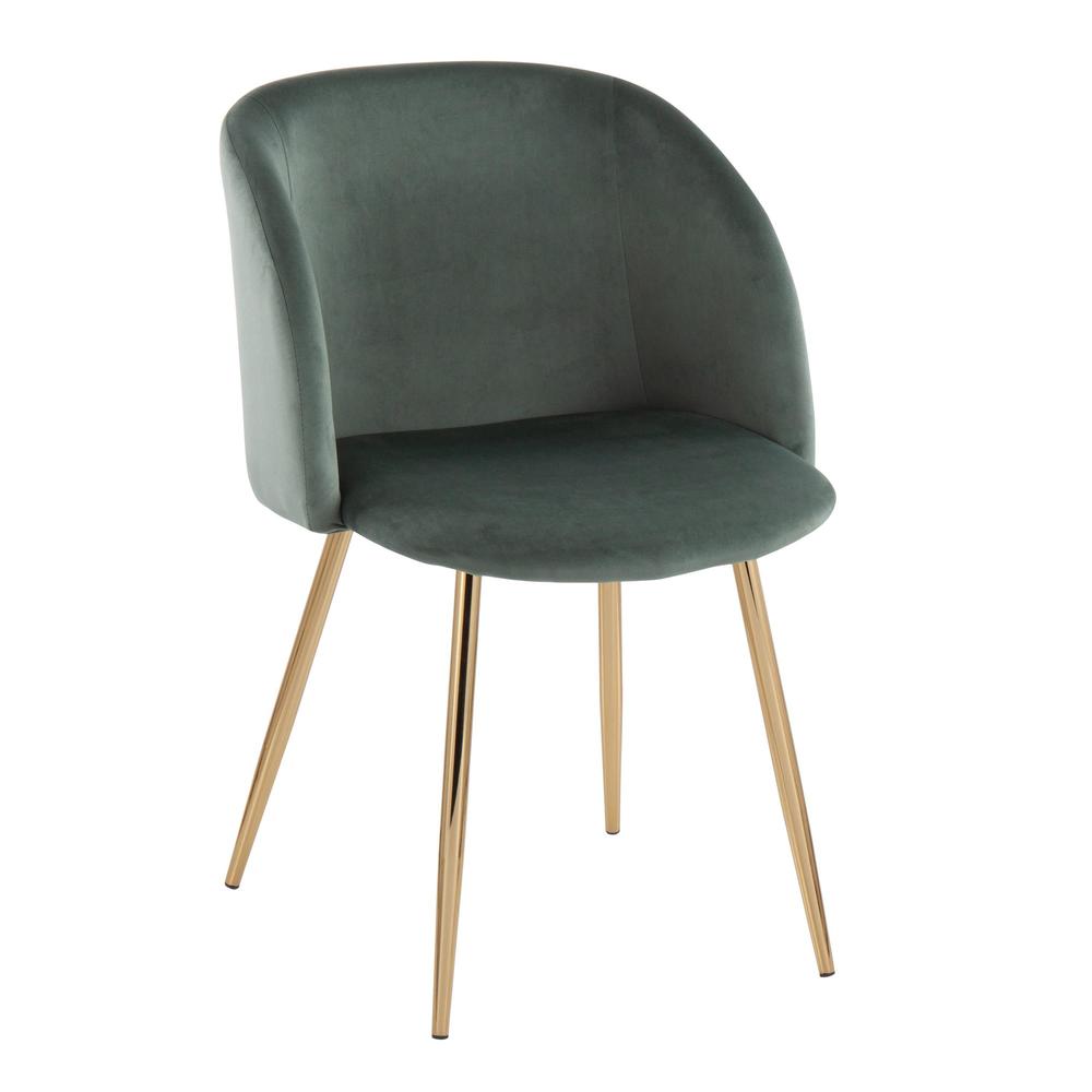 Gold Metal, Sage Green Velvet Fran Chair - Set of 2. Picture 2