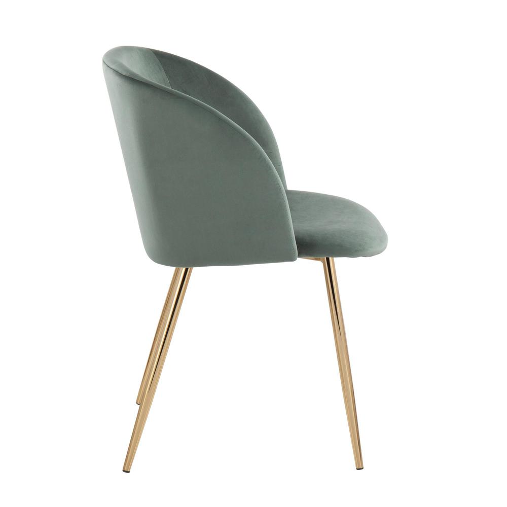 Gold Metal, Sage Green Velvet Fran Chair - Set of 2. Picture 3