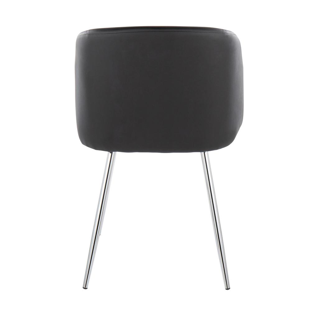 Chrome Metal, Black PU Fran Chair - Set of 2. Picture 5