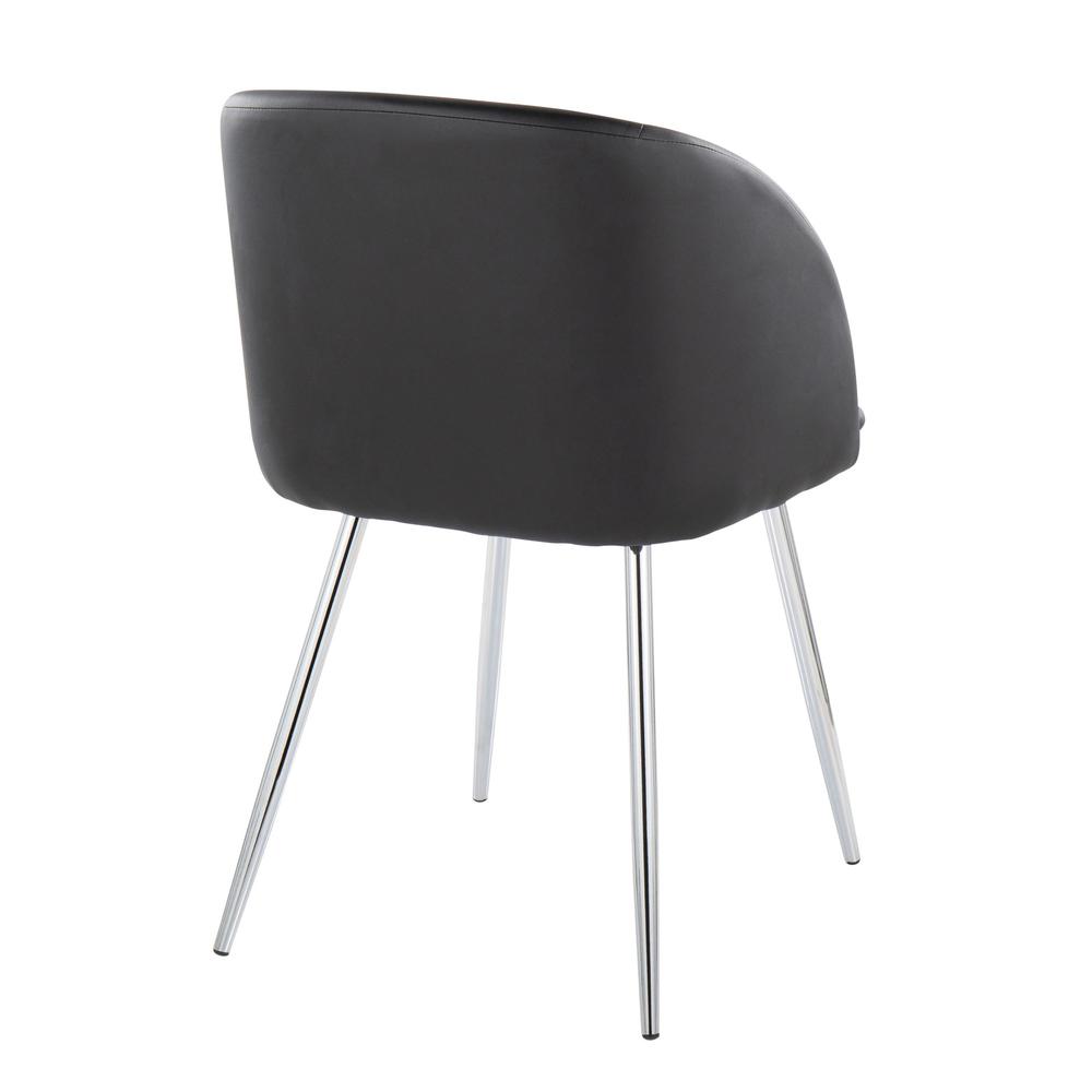 Chrome Metal, Black PU Fran Chair - Set of 2. Picture 4