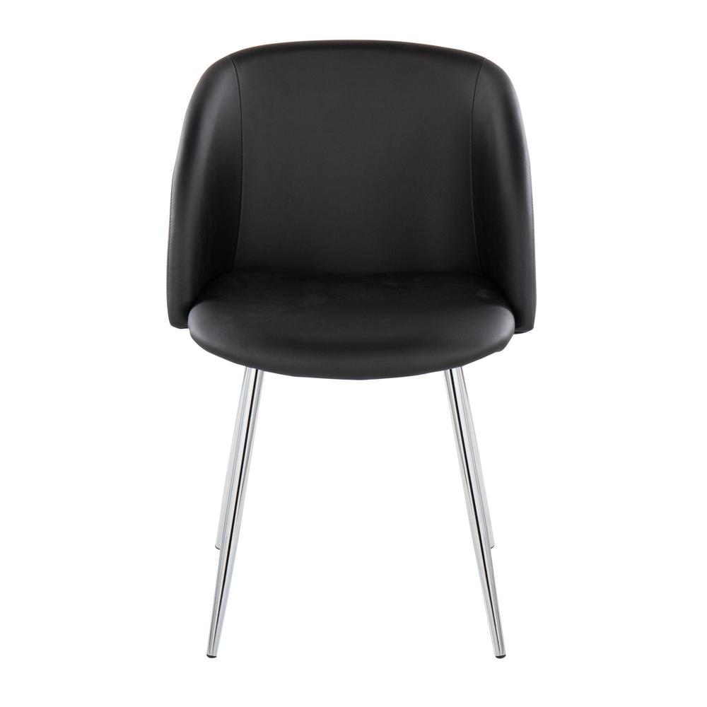 Chrome Metal, Black PU Fran Chair - Set of 2. Picture 6