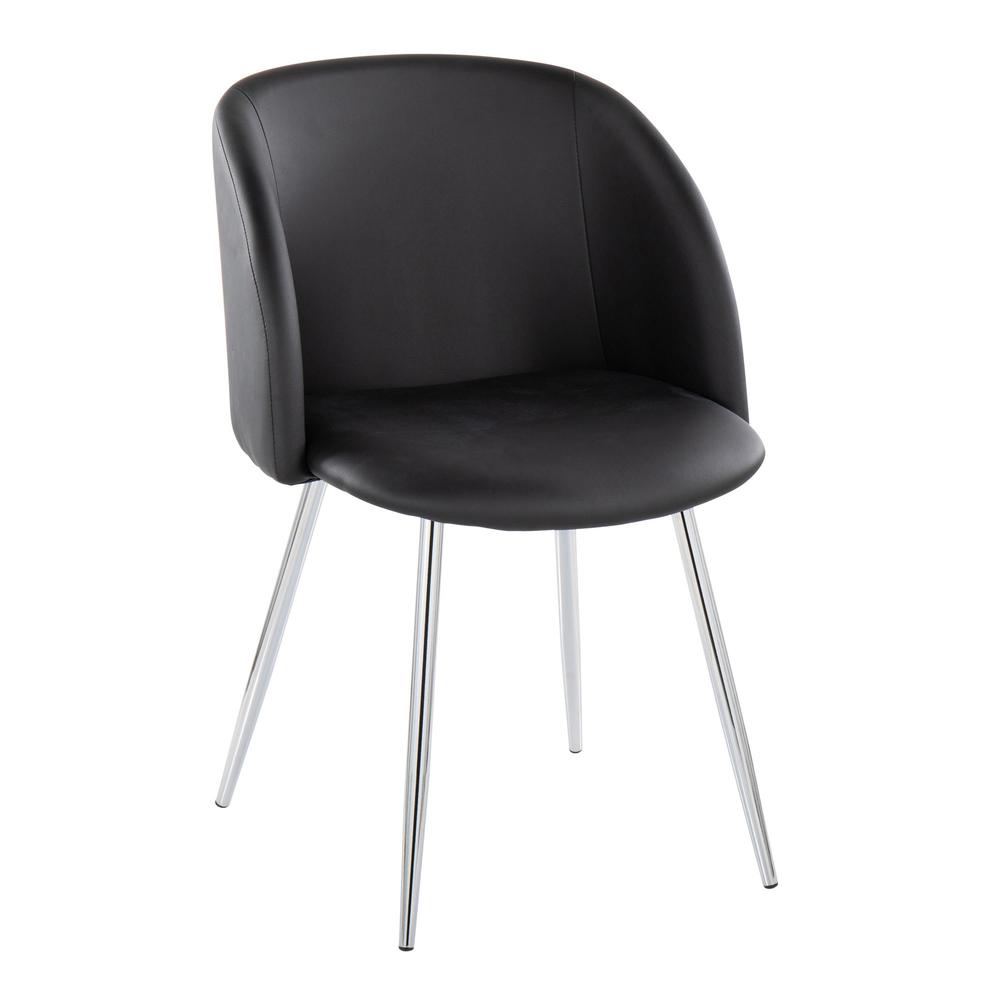 Chrome Metal, Black PU Fran Chair - Set of 2. Picture 2