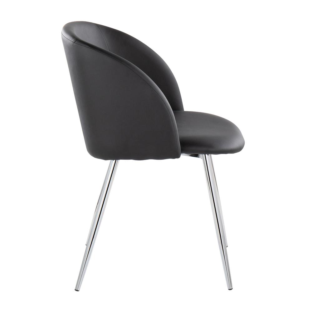 Chrome Metal, Black PU Fran Chair - Set of 2. Picture 3
