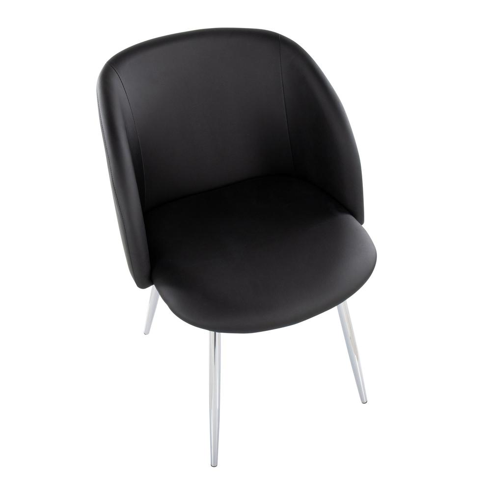 Chrome Metal, Black PU Fran Chair - Set of 2. Picture 7
