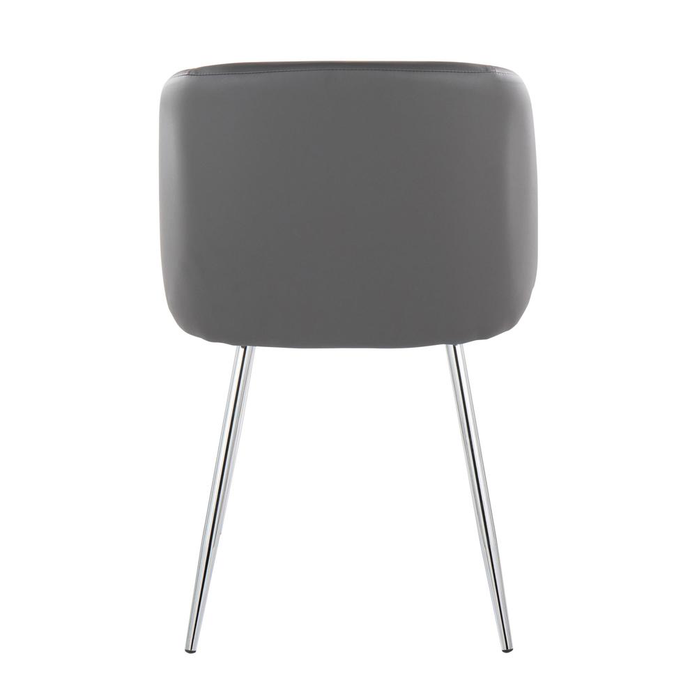Chrome Metal, Grey PU Fran Chair - Set of 2. Picture 5