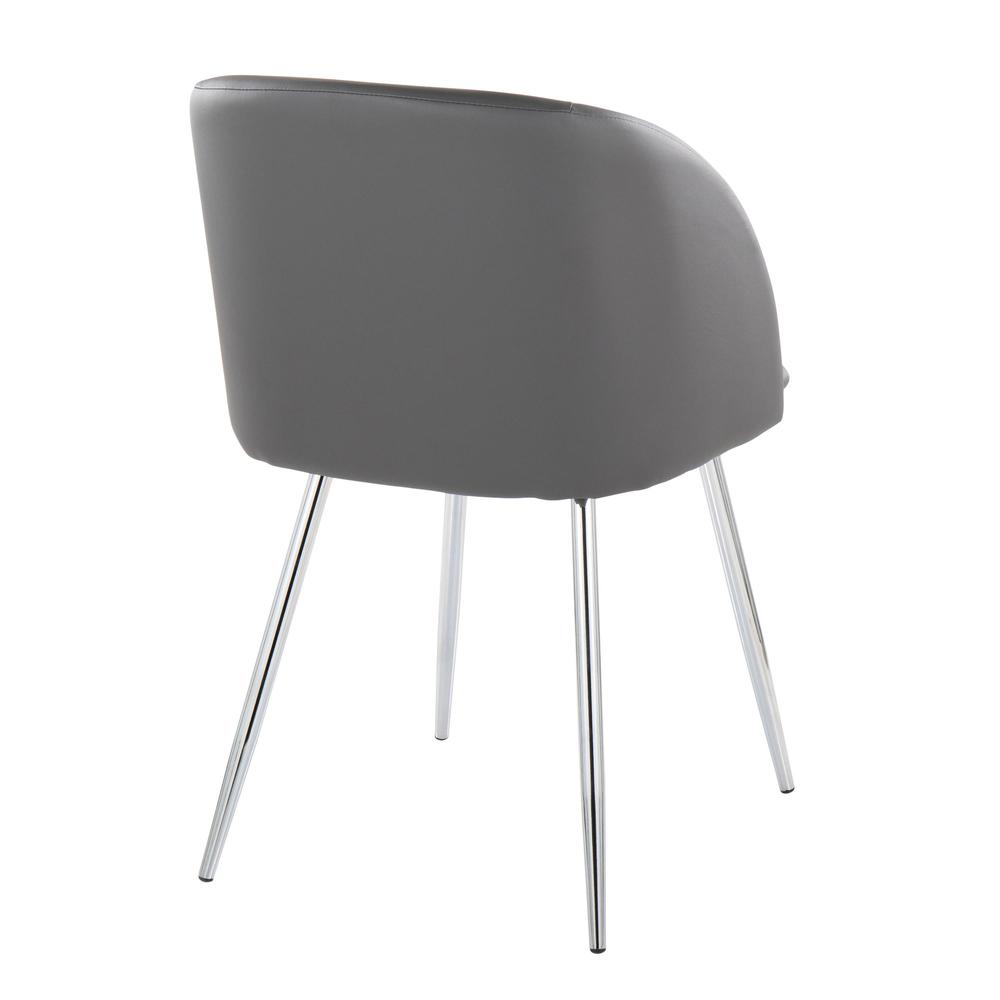 Chrome Metal, Grey PU Fran Chair - Set of 2. Picture 4