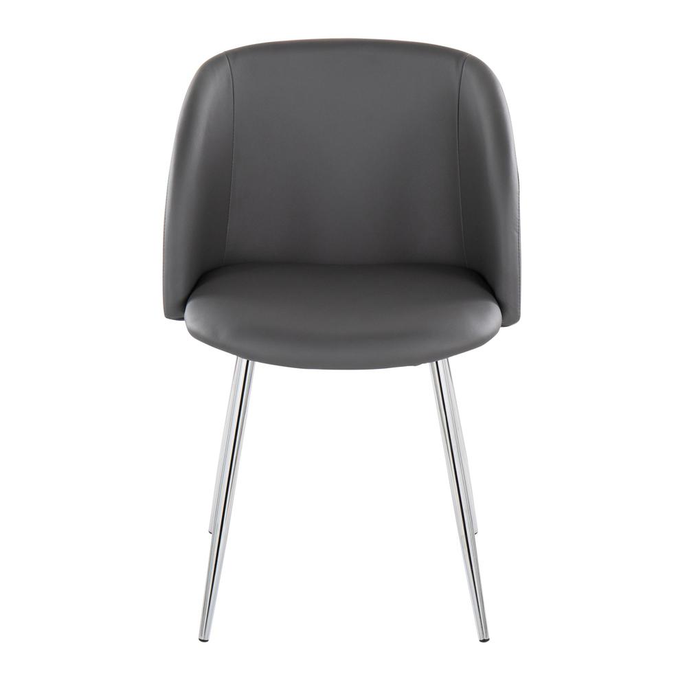 Chrome Metal, Grey PU Fran Chair - Set of 2. Picture 6