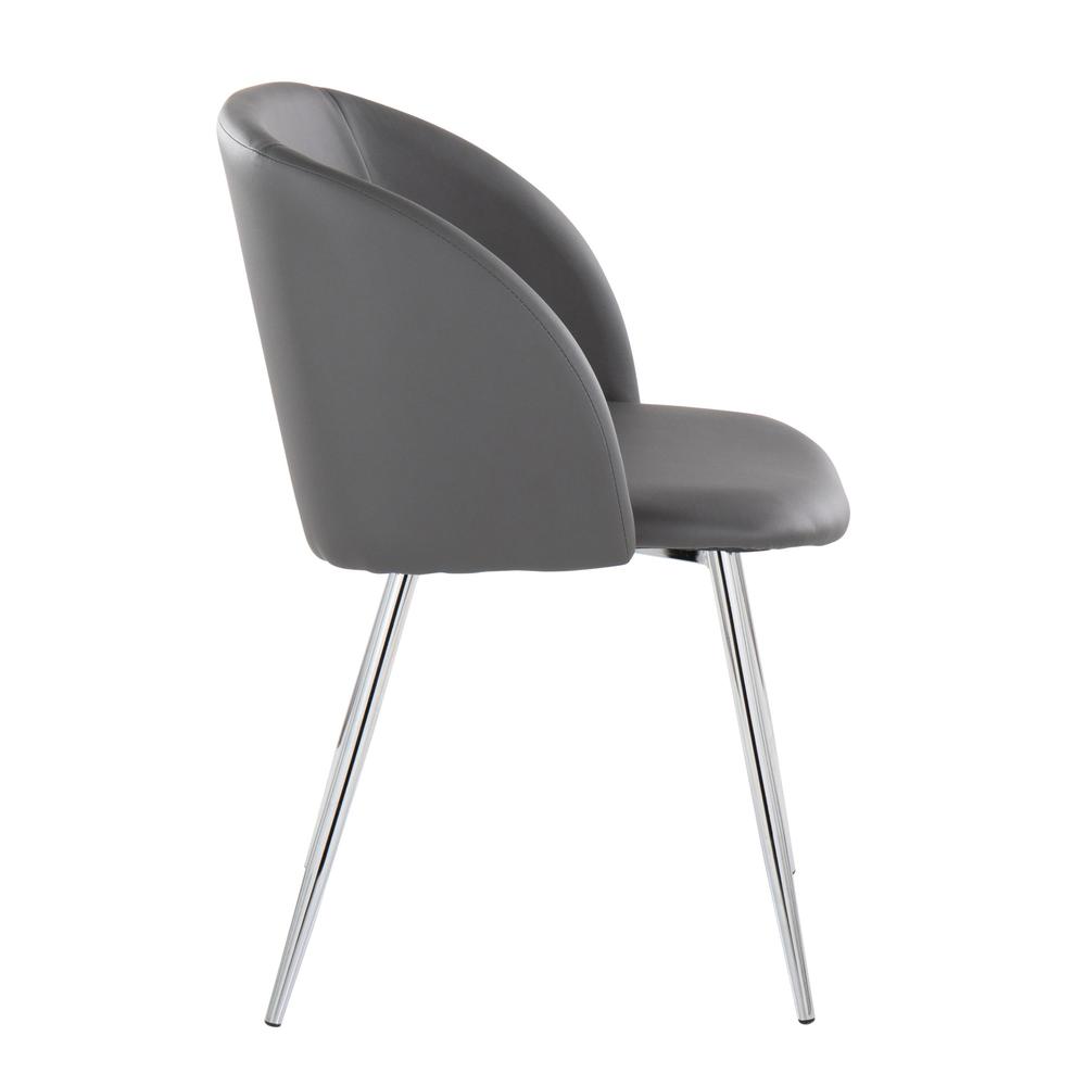Chrome Metal, Grey PU Fran Chair - Set of 2. Picture 3