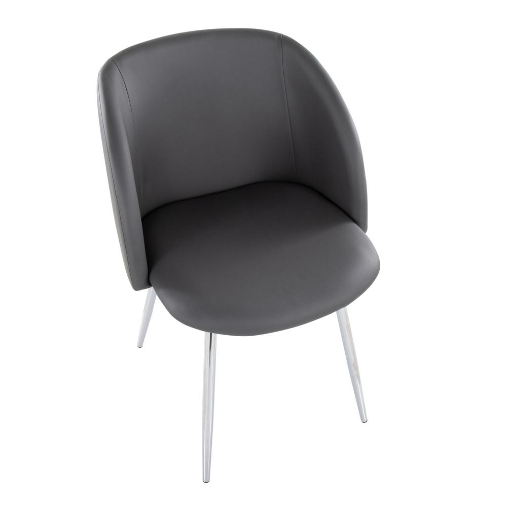 Chrome Metal, Grey PU Fran Chair - Set of 2. Picture 7