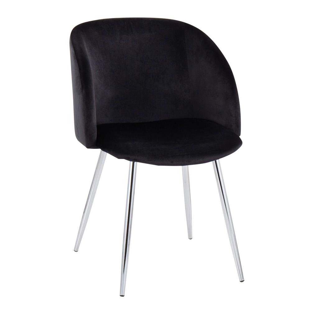 Chrome, Black Velvet Fran Chair - Set of 2. Picture 2