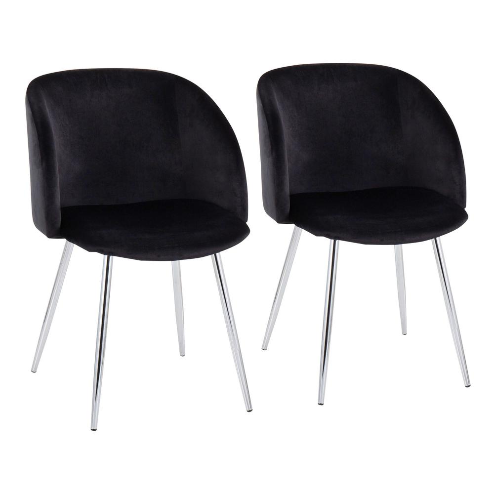 Chrome, Black Velvet Fran Chair - Set of 2. Picture 1