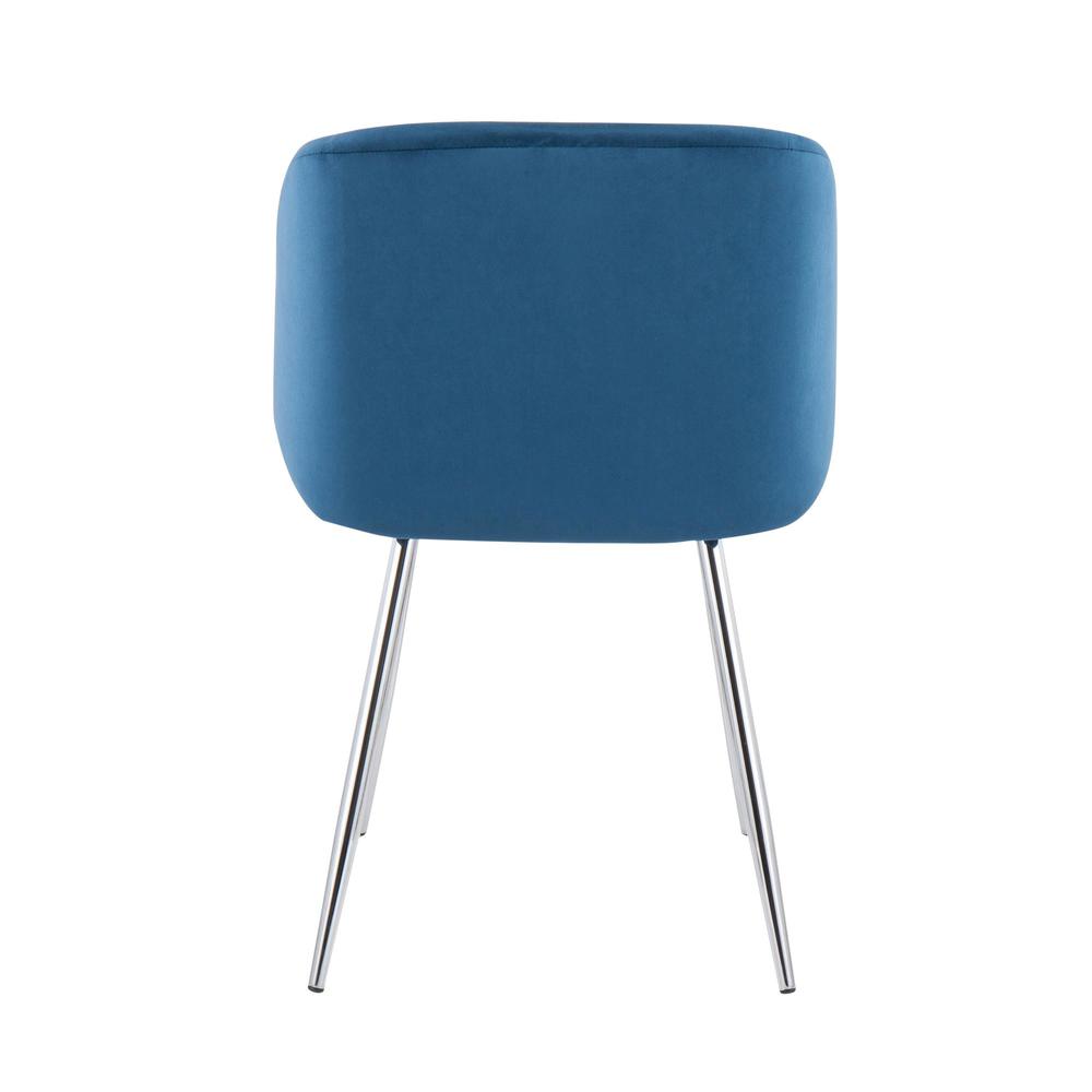 Chrome, Blue Velvet Fran Chair - Set of 2. Picture 5