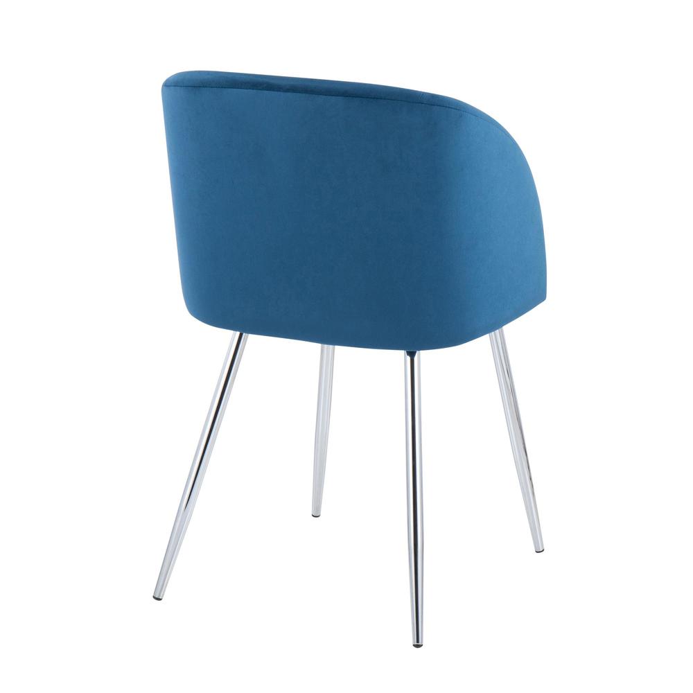 Chrome, Blue Velvet Fran Chair - Set of 2. Picture 4