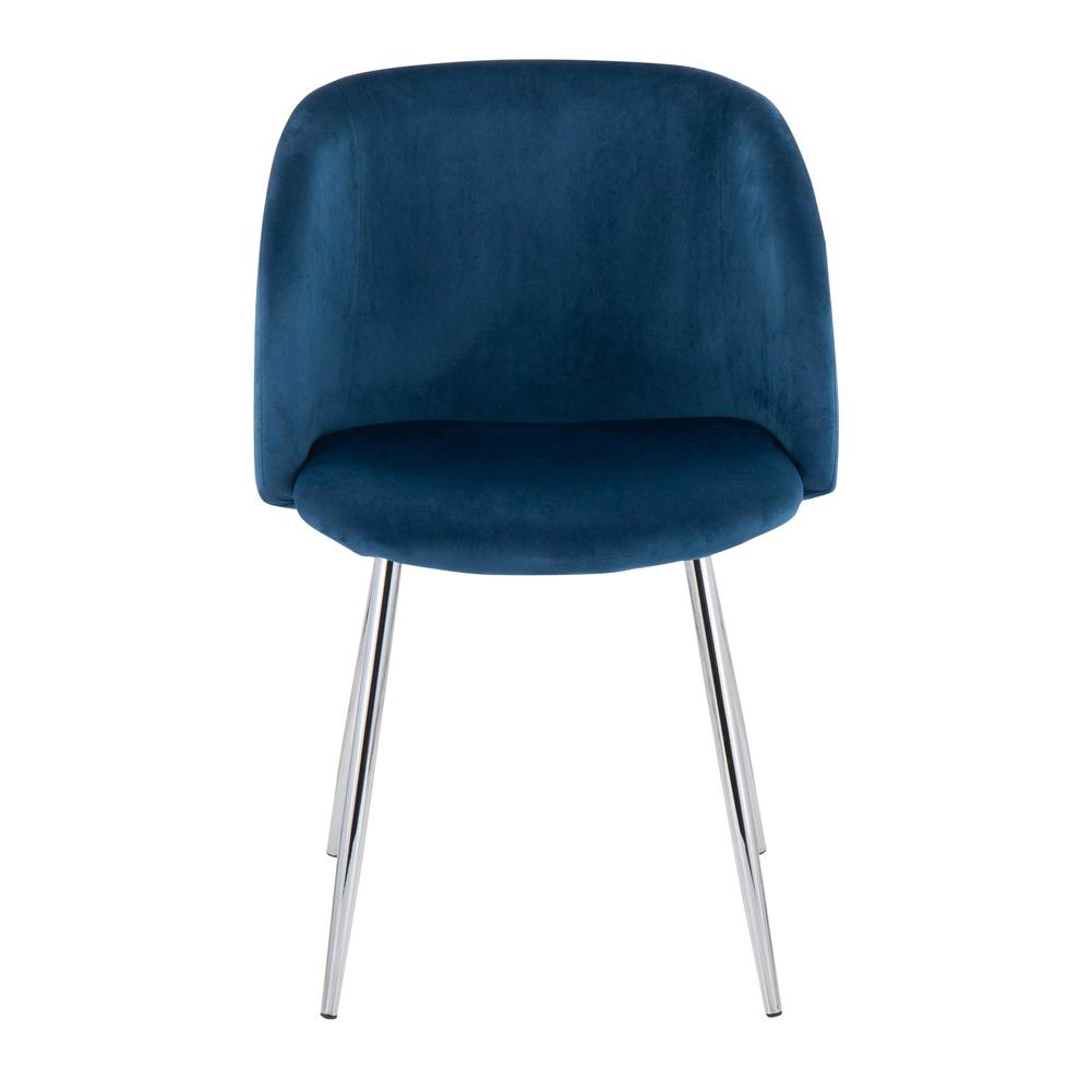Chrome, Blue Velvet Fran Chair - Set of 2. Picture 6