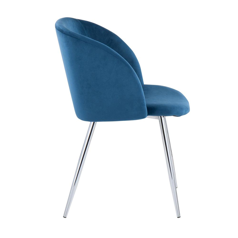 Chrome, Blue Velvet Fran Chair - Set of 2. Picture 3