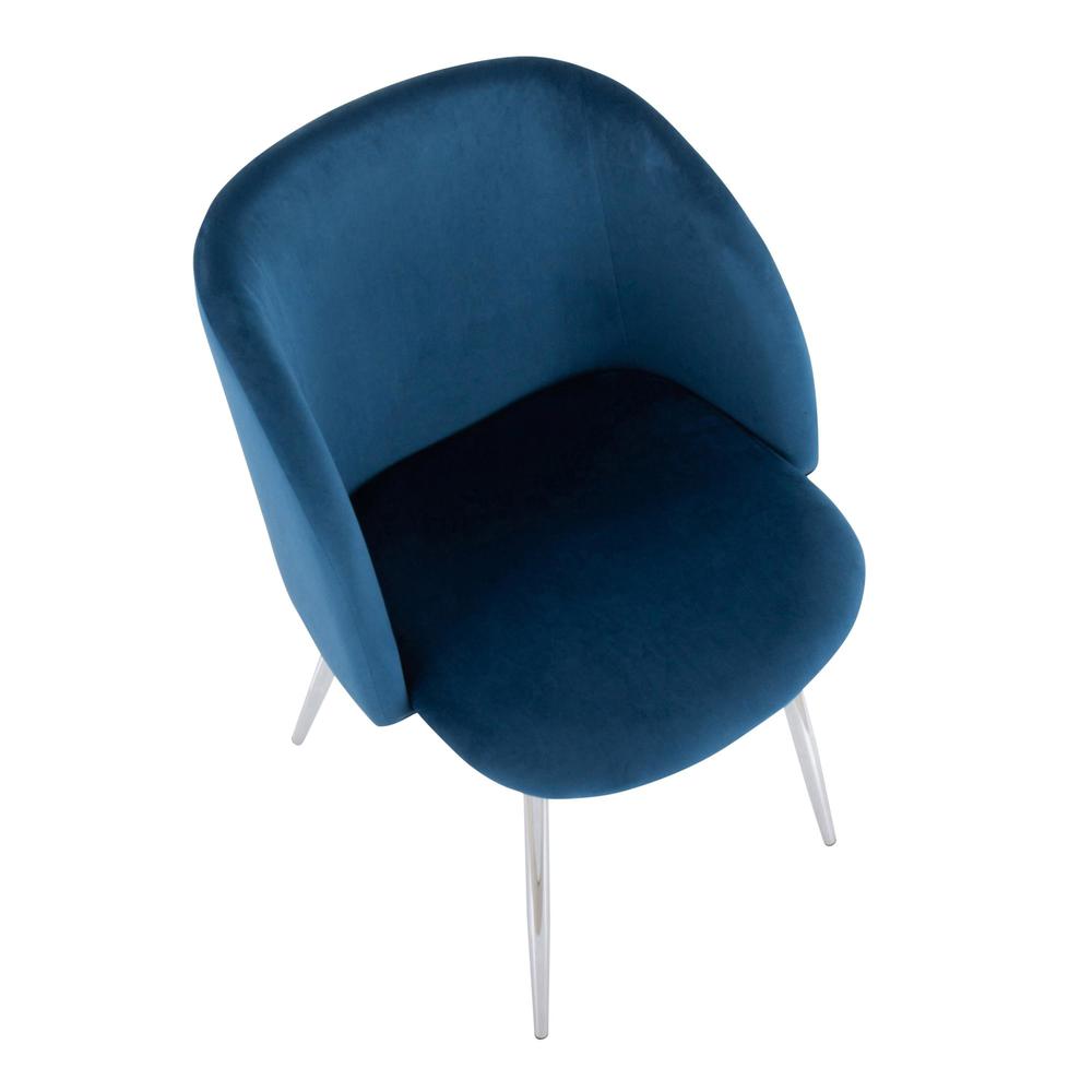 Chrome, Blue Velvet Fran Chair - Set of 2. Picture 7