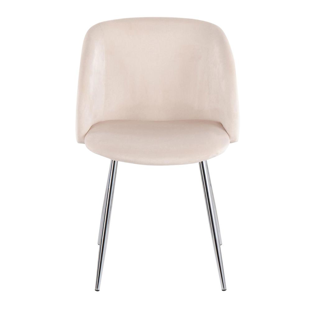 Chrome, Cream Velvet Fran Chair - Set of 2. Picture 6