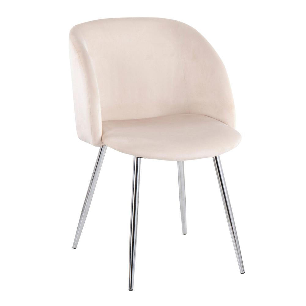 Chrome, Cream Velvet Fran Chair - Set of 2. Picture 2