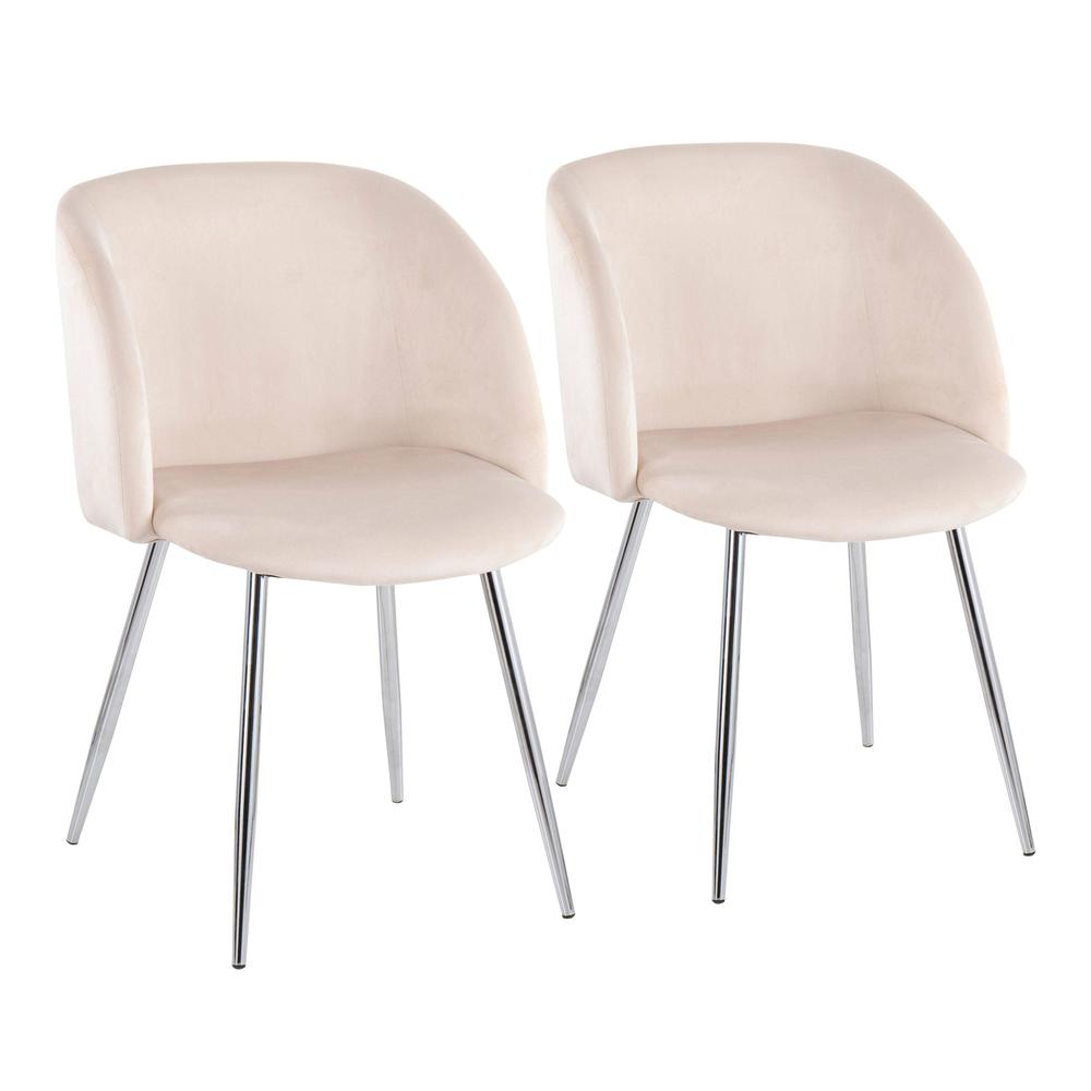 Chrome, Cream Velvet Fran Chair - Set of 2. Picture 1