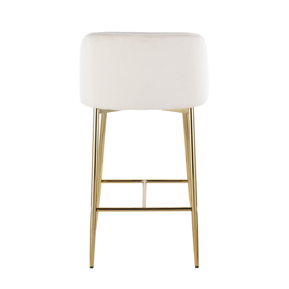 Gold Steel, Cream Velvet Fran Counter Stool - Set of 2. Picture 5
