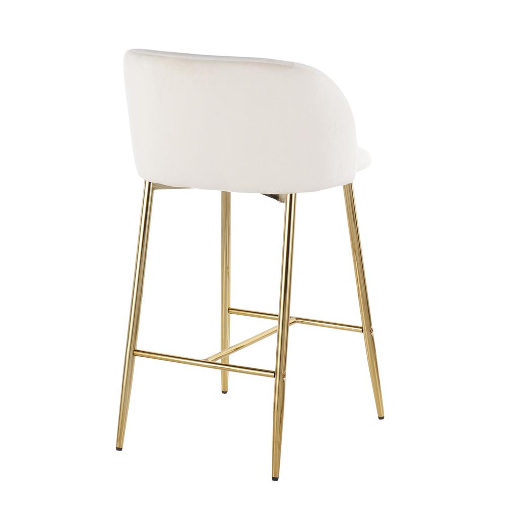 Gold Steel, Cream Velvet Fran Counter Stool - Set of 2. Picture 4