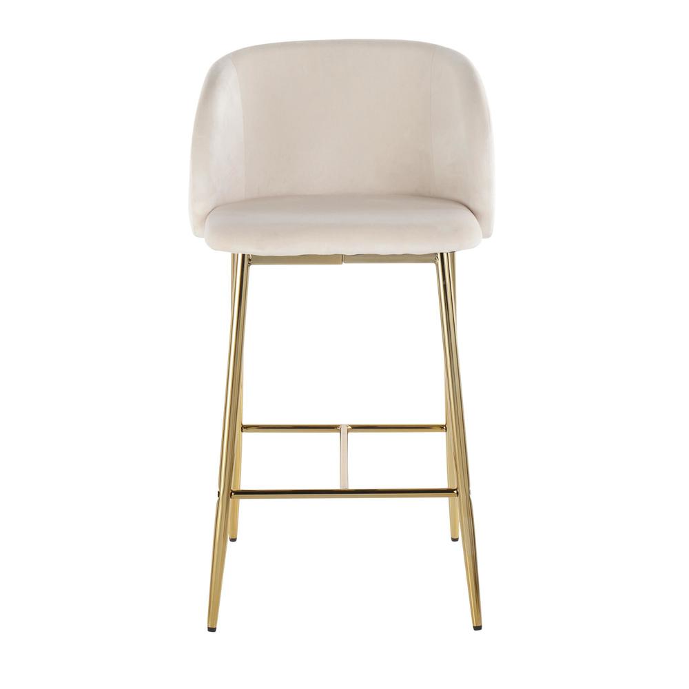 Gold Steel, Cream Velvet Fran Counter Stool - Set of 2. Picture 6
