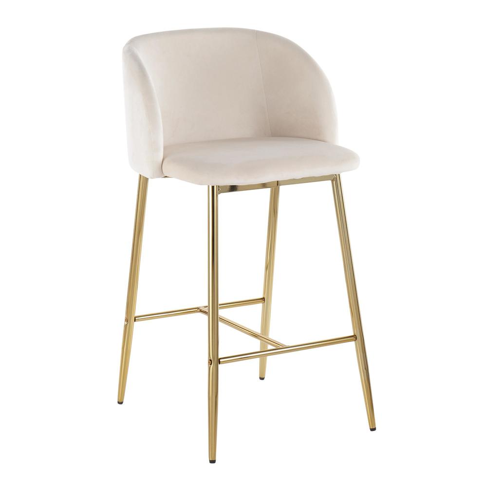 Gold Steel, Cream Velvet Fran Counter Stool - Set of 2. Picture 2