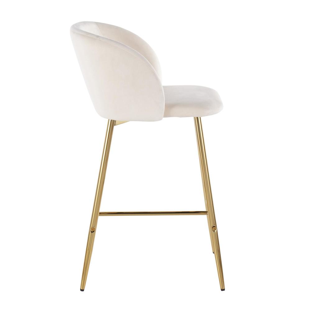 Gold Steel, Cream Velvet Fran Counter Stool - Set of 2. Picture 3