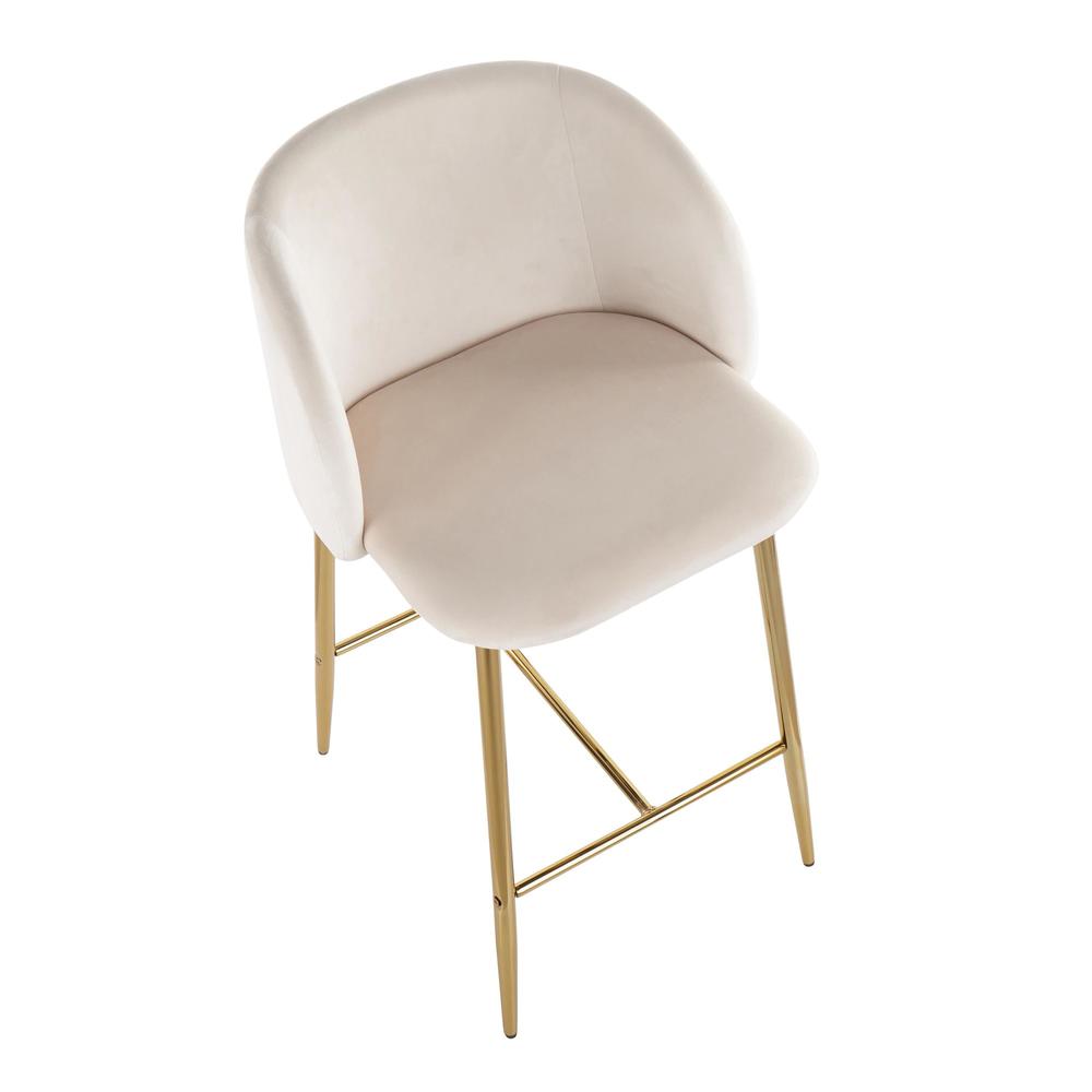 Gold Steel, Cream Velvet Fran Counter Stool - Set of 2. Picture 7