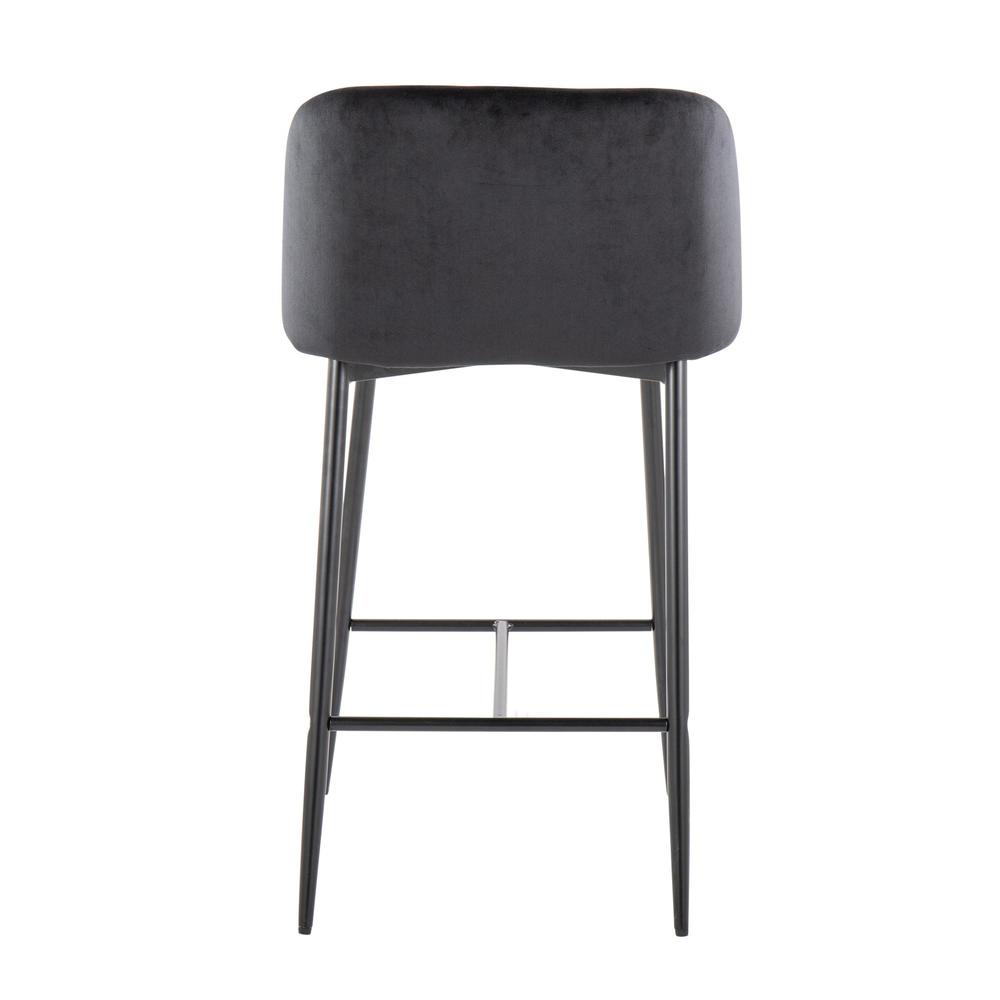 Black Metal, Black Velvet Fran 26" Fixed-Height Counter Stool - Set of 2. Picture 5