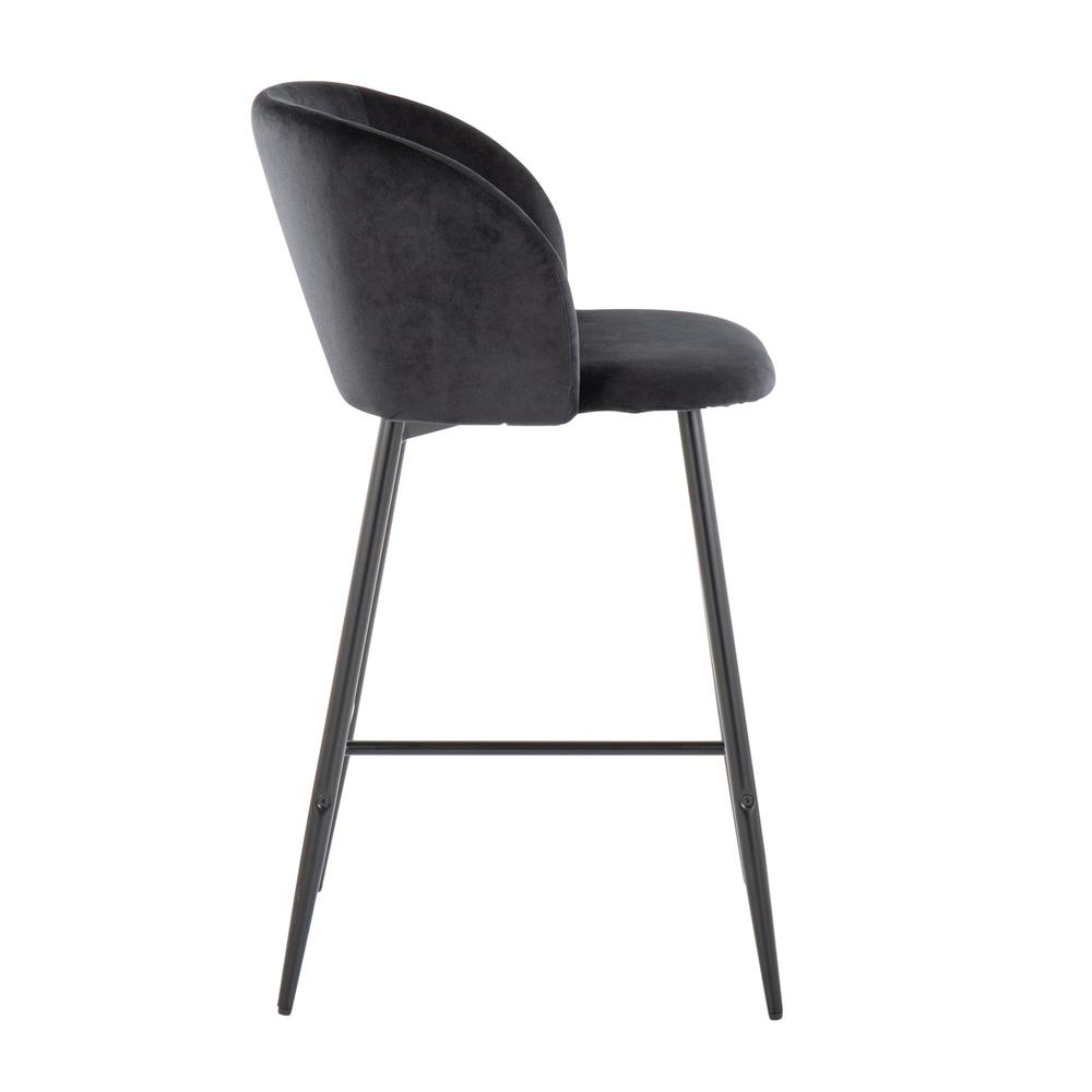 Black Metal, Black Velvet Fran 26" Fixed-Height Counter Stool - Set of 2. Picture 3