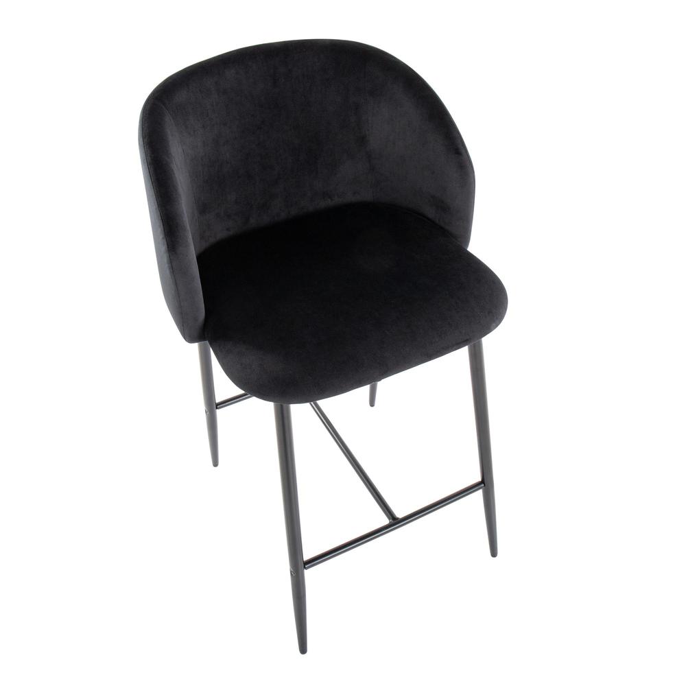 Black Metal, Black Velvet Fran 26" Fixed-Height Counter Stool - Set of 2. Picture 7