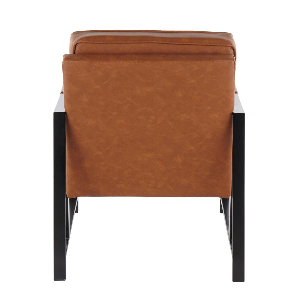Black Metal, Camel PU Franklin Arm Chair. Picture 4