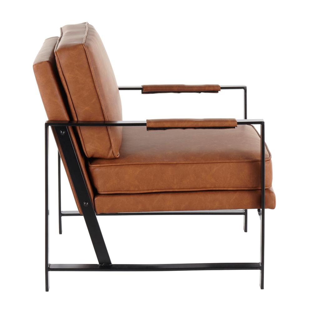 Black Metal, Camel PU Franklin Arm Chair. Picture 2