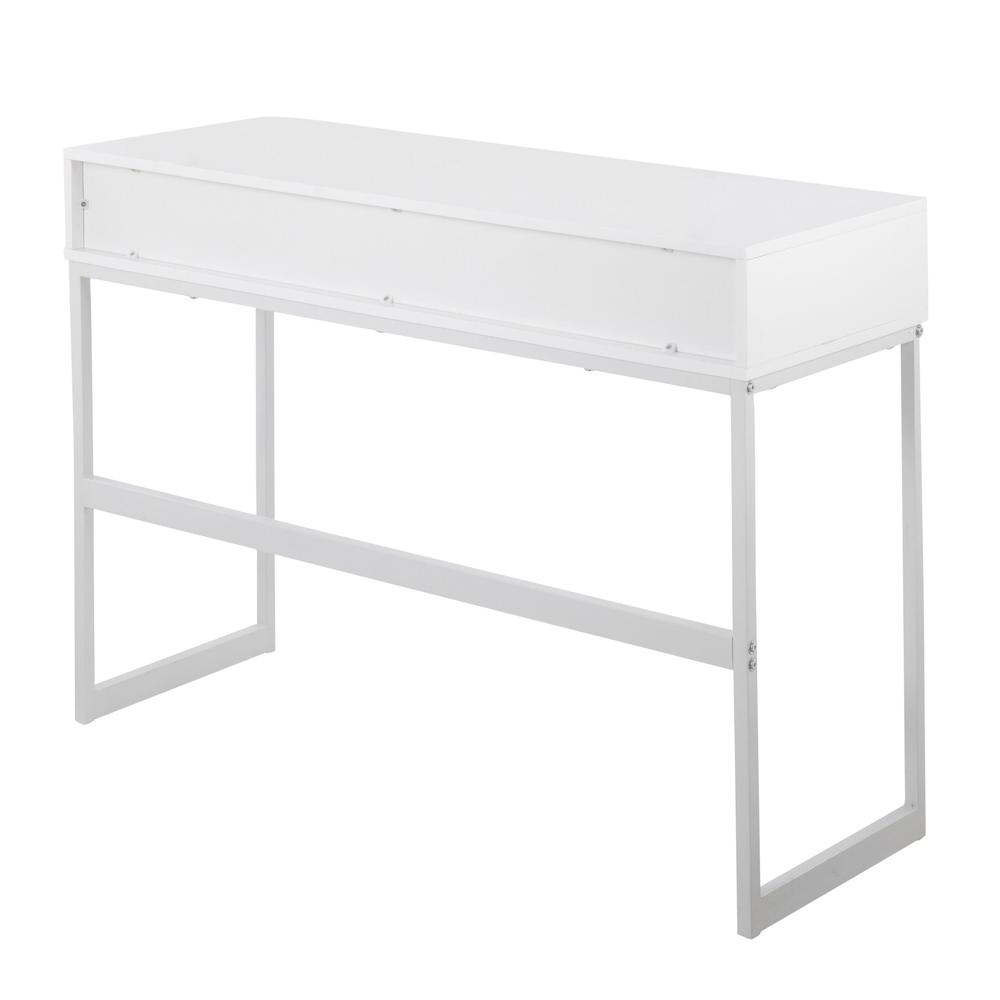 White Metal, White Wood Franklin Console Table. Picture 4