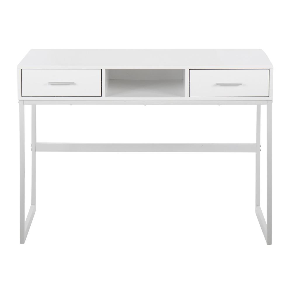 White Metal, White Wood Franklin Console Table. Picture 6