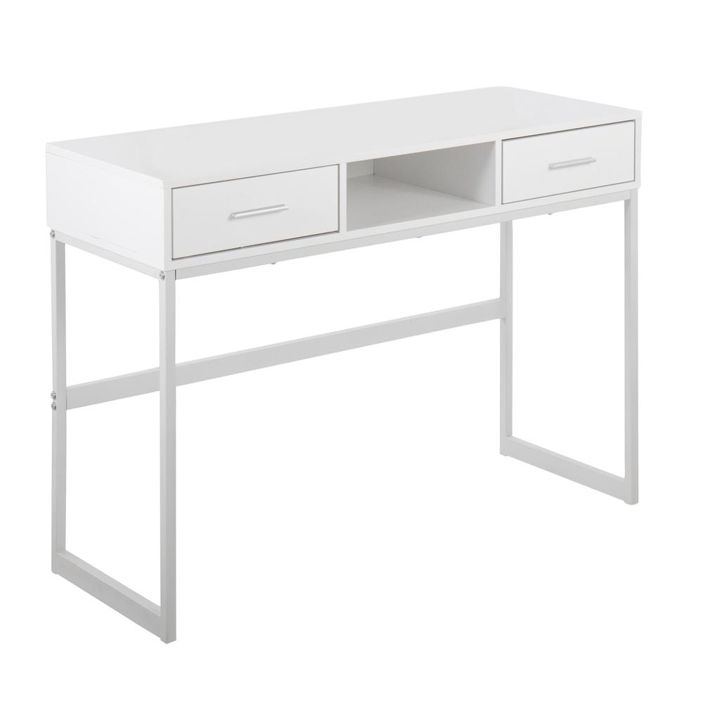 White Metal, White Wood Franklin Console Table. Picture 1