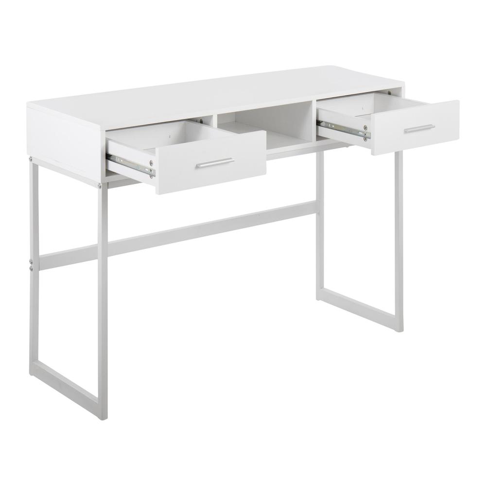 White Metal, White Wood Franklin Console Table. Picture 2