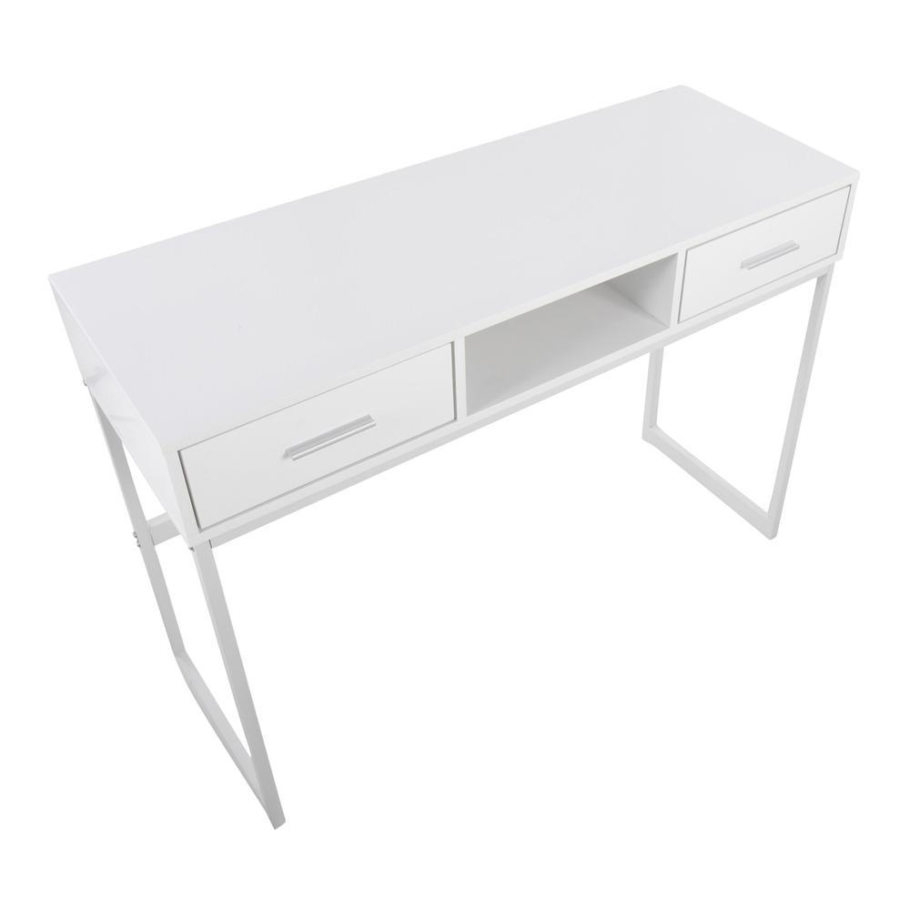 White Metal, White Wood Franklin Console Table. Picture 7