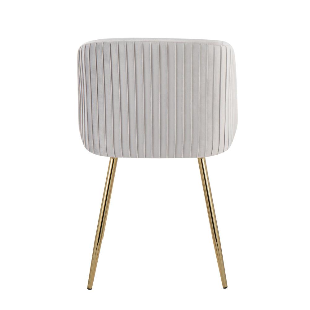 Gold Metal, Silver Velvet Fran Pleated Chair - Set of 2. Picture 5