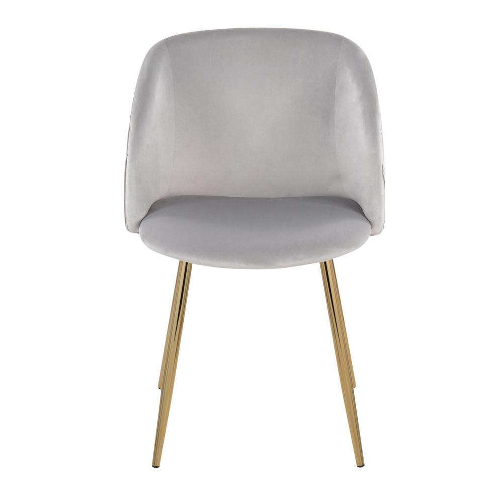 Gold Metal, Silver Velvet Fran Pleated Chair - Set of 2. Picture 6