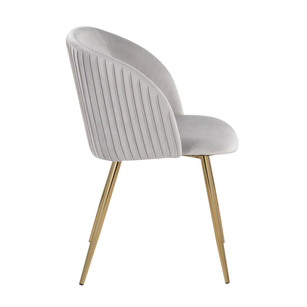 Gold Metal, Silver Velvet Fran Pleated Chair - Set of 2. Picture 3