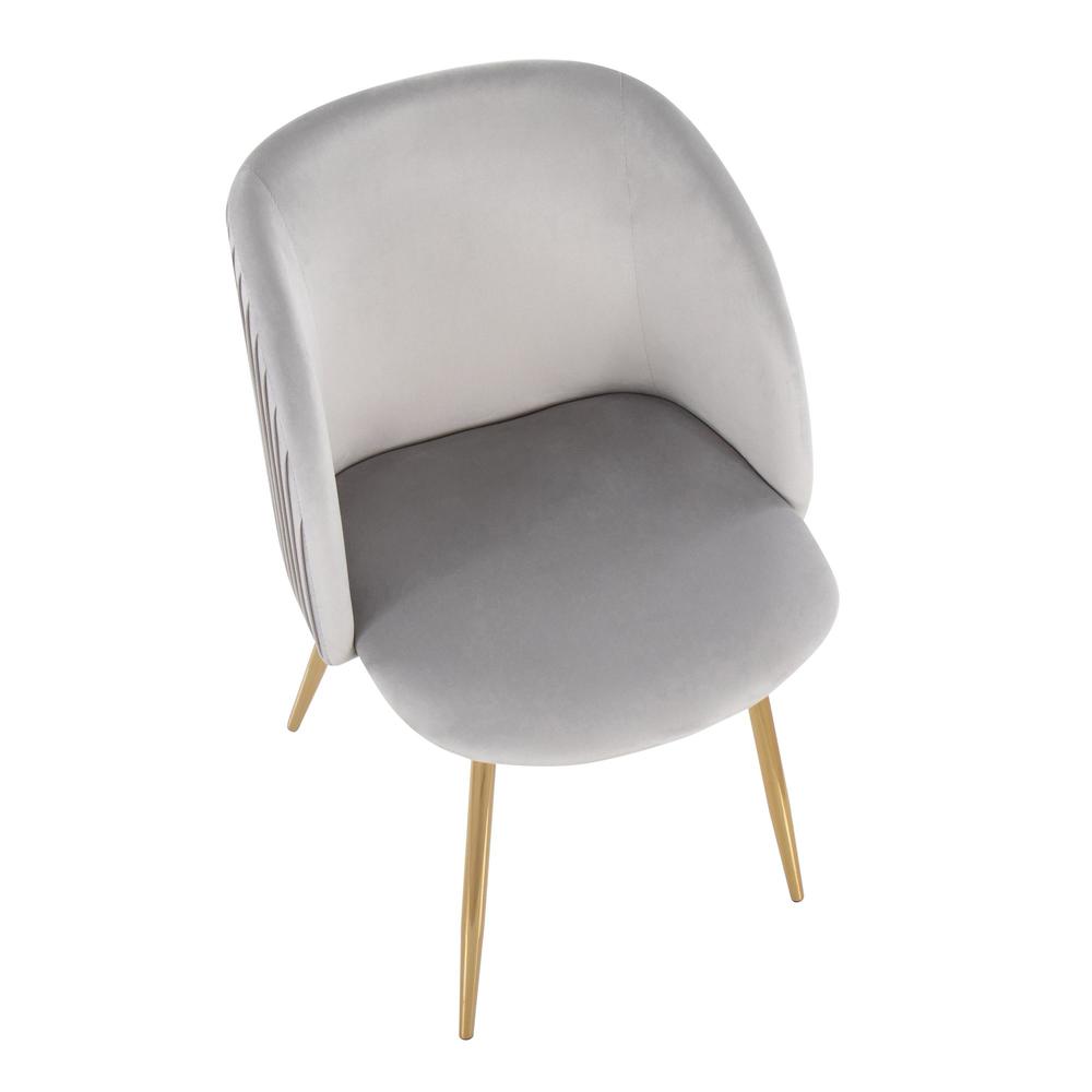 Gold Metal, Silver Velvet Fran Pleated Chair - Set of 2. Picture 7