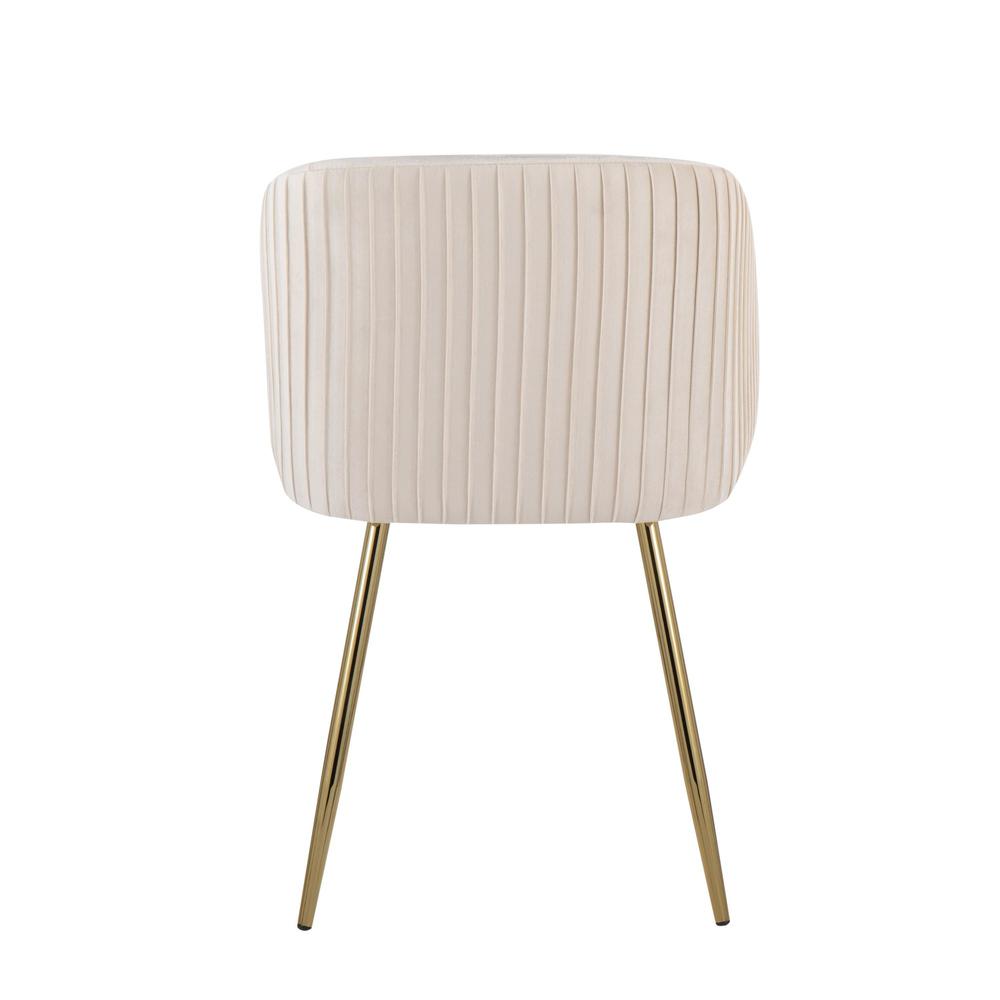 Gold Metal, White Velvet Fran Pleated Chair - Set of 2. Picture 5