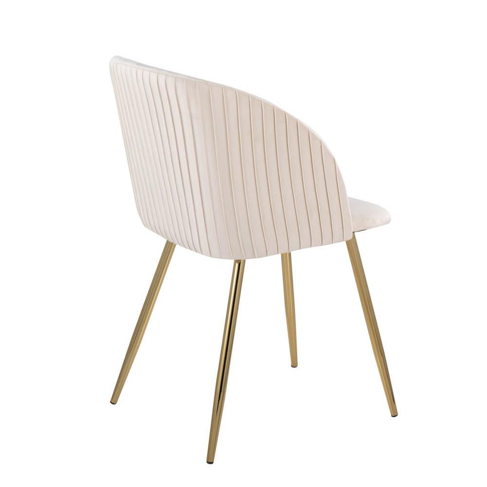 Gold Metal, White Velvet Fran Pleated Chair - Set of 2. Picture 4